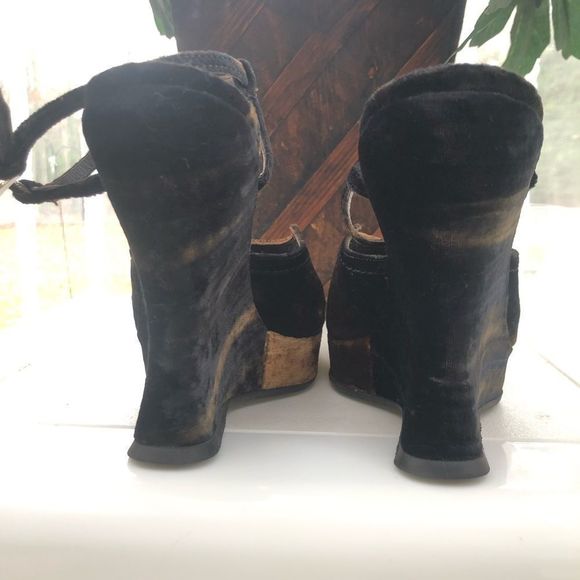 Prada Velvet Wedge Sandals - Picture 12 of 15